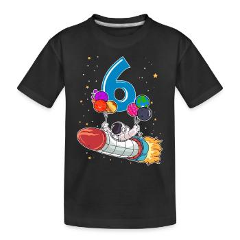 Astronaut 6 Jahre Weltraum Rakete 6. Geburtstag - Kinder Premium Bio T-Shirt - Schwarz - Vorne