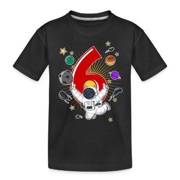 Astronaut 6 Jahre Weltraum Rakete 6. Geburtstag - Kinder Premium Bio T-Shirt - Schwarz - Vorne