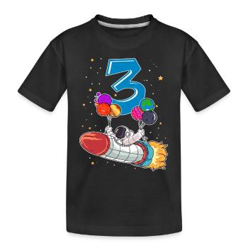 Astronaut 3 Jahre Weltraum Rakete 3. Geburtstag - Kinder Premium Bio T-Shirt - Schwarz - Vorne