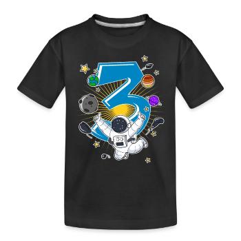 Astronaut 3 Jahre Weltraum Rakete 3. Geburtstag - Kinder Premium Bio T-Shirt - Schwarz - Vorne