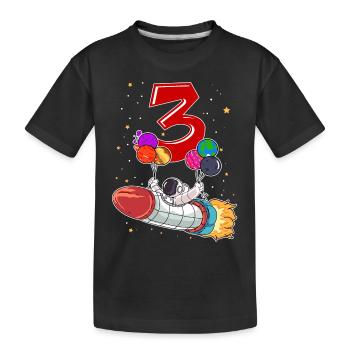 Astronaute 3 ans Space Rocket 3ème anniversaire - T-shirt bio Premium Enfant - noir - Devant