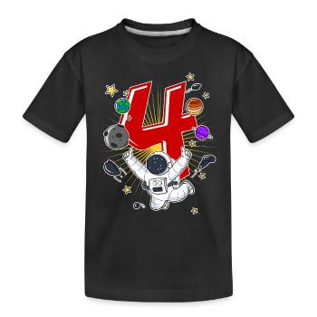 Astronaut 4 Jahre Weltraum Rakete 4. Geburtstag - Kinder Premium Bio T-Shirt - Schwarz - Vorne