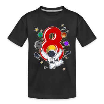 Astronaut 8 Jahre Weltraum Rakete 8. Geburtstag - Kinder Premium Bio T-Shirt - Schwarz - Vorne