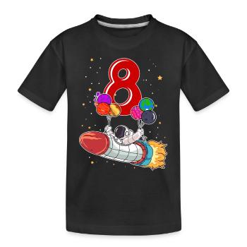 Astronaut 8 Jahre Weltraum Rakete 8. Geburtstag - Kinder Premium Bio T-Shirt - Schwarz - Vorne