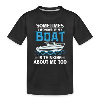 Bateau papa Capitaine Pontoon Sailor Croisière - T-shirt bio Premium Enfant - noir - Devant