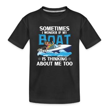 Bateau papa Capitaine Pontoon Sailor Croisière - T-shirt bio Premium Enfant - noir - Devant
