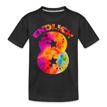 ENDLICH 8 EINHORN 8. GEBURTSTAG - Kinder Premium Bio T-Shirt - Schwarz - Vorne