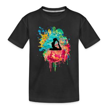 Yoga and Pilates in PopArt - Kids' Premium Organic T-Shirt - black - Front