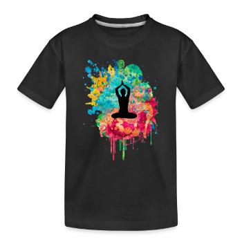 Yoga and Pilates in PopArt - Kids' Premium Organic T-Shirt - black - Front