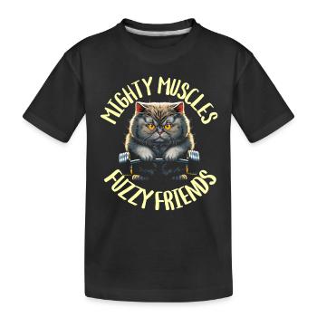 Bodybuilding Cat - Muscles Puissants Fuzzy - T-shirt bio Premium Enfant - noir - Devant