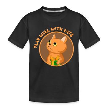 Gut mit anderen spielen Katzentier Katzenflüsterer - Kinder Premium Bio T-Shirt - Schwarz - Vorne
