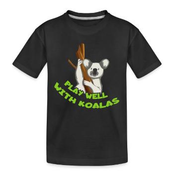 Playing well with other koala lovers animal koala - Kids' Premium Organic T-Shirt - black - Front