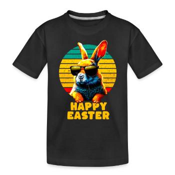 Cool Rabbit - Happy Easter - Kids' Premium Organic T-Shirt - black - Front