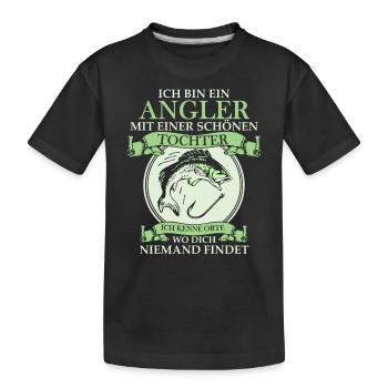 Angler und Tochter - Kinder Premium Bio T-Shirt - Schwarz - Vorne