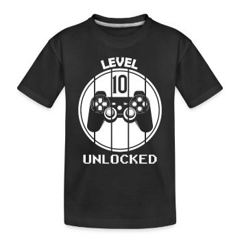 Niveau 10 débloqué pour l’anniversaire du joueur 10 ans - T-shirt bio Premium Enfant - noir - Devant