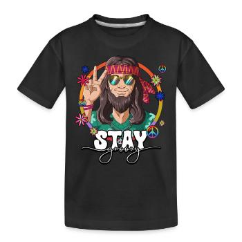 60er 70er Jahre Kostüm Stay Groovy Hippie - Kinder Premium Bio T-Shirt - Schwarz - Vorne