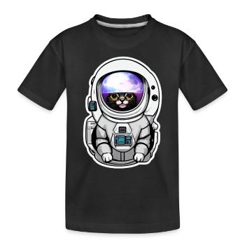 chat astronaute dans l espace - T-shirt bio Premium Enfant - noir - Devant