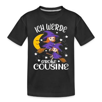 Große Cousine verkünden Hexe Bald Große Cousine - Kinder Premium Bio T-Shirt - Schwarz - Vorne