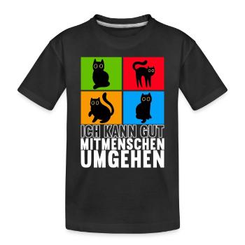 Katzen Misanthrop Sarkasmus - Kinder Premium Bio T-Shirt - Schwarz - Vorne