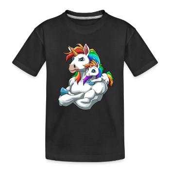 Einhorn Vater und Kind für einen Einhorn - Kinder Premium Bio T-Shirt - Schwarz - Vorne