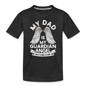 Mon père est mon ange gardien Drôle de fête des pères - T-shirt bio Premium Enfant - noir - Devant