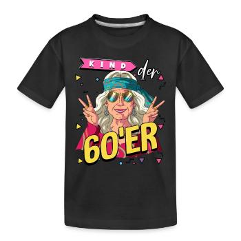 Kind der 60er Jahre Alte Frau Kostüm - Kinder Premium Bio T-Shirt - Schwarz - Vorne