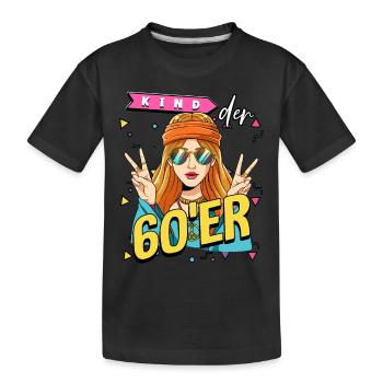 Kind der 60er Jahre Frau Kostüm - Kinder Premium Bio T-Shirt - Schwarz - Vorne