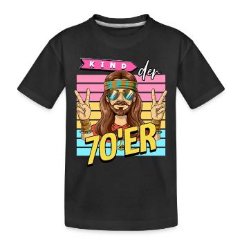 Kind der 70er Jahre Mann Kostüm - Kinder Premium Bio T-Shirt - Schwarz - Vorne