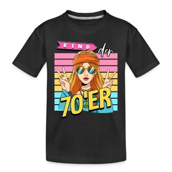 Kind der 70er Jahre Frau Kostüm - Kinder Premium Bio T-Shirt - Schwarz - Vorne