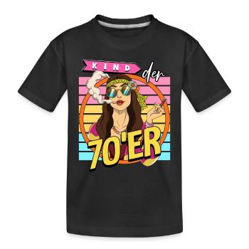 Kind der 70er Jahre Frau Kostüm - Kinder Premium Bio T-Shirt - Schwarz - Vorne