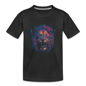 Tête de lion colorée - T-shirt bio Premium Enfant - noir - Devant