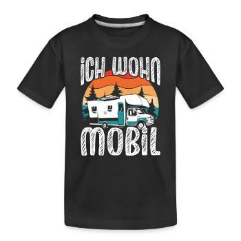 Ich wohn Mobil - Kinder Premium Bio T-Shirt - Schwarz - Vorne