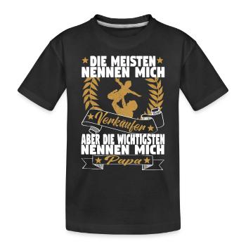Verkäufer Vatertag Einzelhandel Einzelhändler Papa - Kinder Premium Bio T-Shirt - Schwarz - Vorne