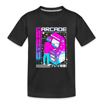 Retro Futuristic Series: Japanese - Arcade - Kids' Premium Organic T-Shirt - black - Front