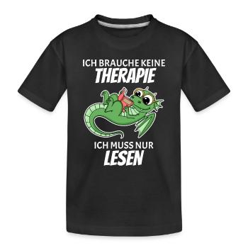 Bücher Drache Drachen - Kinder Premium Bio T-Shirt - Schwarz - Vorne