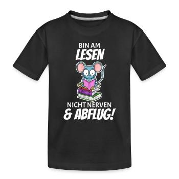 Lesen Buch Bücher Leser Geschenk - Kinder Premium Bio T-Shirt - Schwarz - Vorne