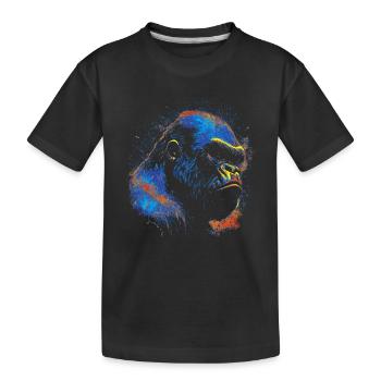 Tête de gorille colorée - T-shirt bio Premium Enfant - noir - Devant
