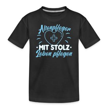 Altenpfleger Altenpflege Pfleger Vater Pflege - Kinder Premium Bio T-Shirt - Schwarz - Vorne