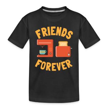 Coffee maker and toast friends forever - Kids' Premium Organic T-Shirt - black - Front