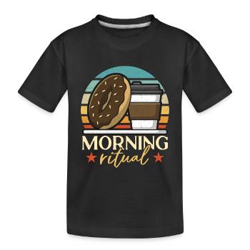 Beignet au café rituel du matin Café et beignets - T-shirt bio Premium Enfant - noir - Devant