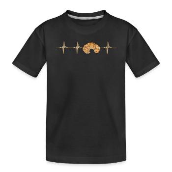 Croissant heartbeat - Kids' Premium Organic T-Shirt - black - Front