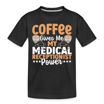 Le café me donne le pouvoir de réceptionniste médical - T-shirt bio Premium Enfant - noir - Devant