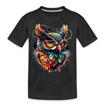 Ein grimmiger schlauer Kuckuck als Greifvogel - Kinder Premium Bio T-Shirt - Schwarz - Vorne