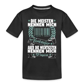 Verkäufer Vatertag Einzelhandel Einzelhändler Papa - Kinder Premium Bio T-Shirt - Schwarz - Vorne