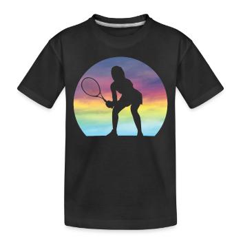 Tennisspielerin Silhouette Mädchen Niedlich - Kinder Premium Bio T-Shirt - Schwarz - Vorne