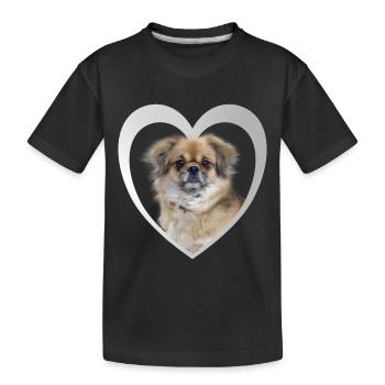 Tibet Spaniel Heart - J’aime Tibet Spaniel - T-shirt bio Premium Enfant - noir - Devant