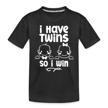 Ich Habe Zwillinge Also Gewinne Ich Zwilling - Kinder Premium Bio T-Shirt - Schwarz - Vorne