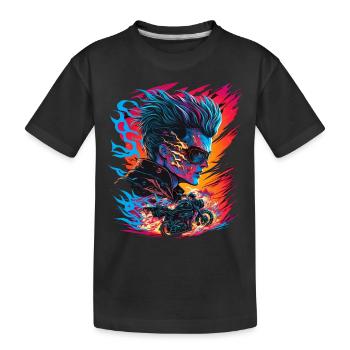 Ghostrider Illustration Moto Synthwave Art - T-shirt bio Premium Enfant - noir - Devant