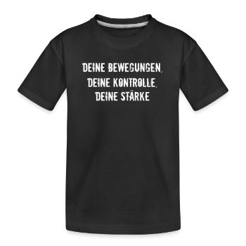 Pilates - Deine Bewegungen, deine Kontrolle, - Kinder Premium Bio T-Shirt - Schwarz - Vorne