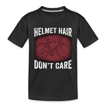 Bicycle Helmet Hair Don't Care Road Bike Cyclist - Kinder Premium Bio T-Shirt - Schwarz - Vorne